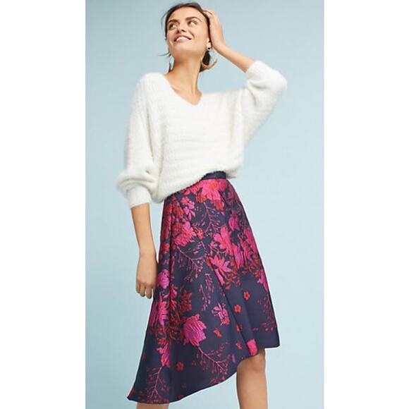Eva Franco Dresses & Skirts - Eva Franco Anthropologie Asymmetrical Floral Jacquard Skirt 8